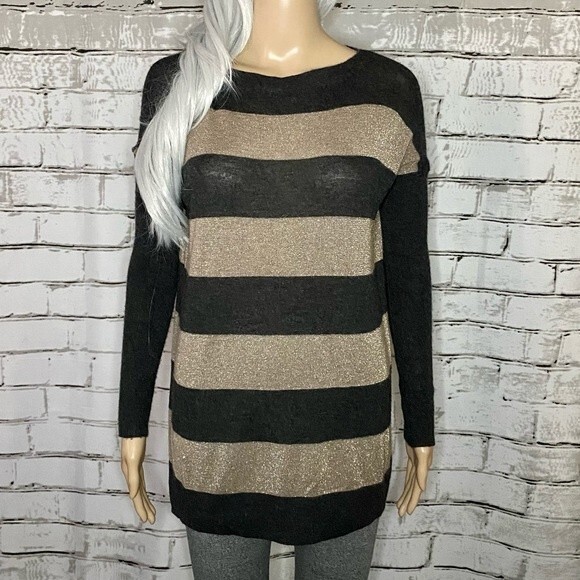 Vince Cashmere Boatneck Gray/Copper Cashmere Blend Sweater Size Small - Picture 2 of 6